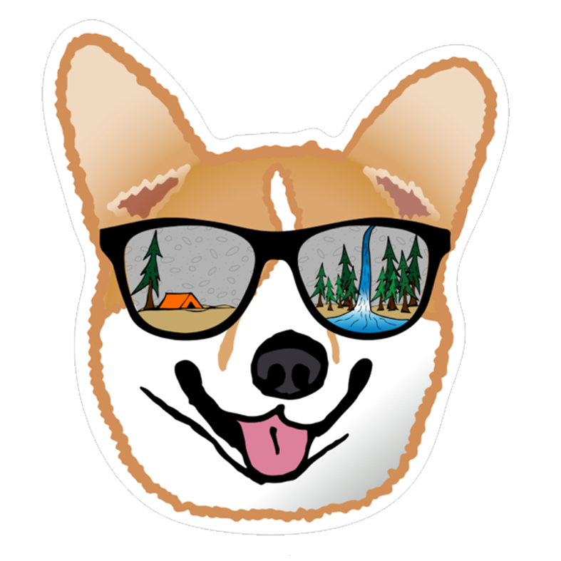 Camping Corgi Sticker