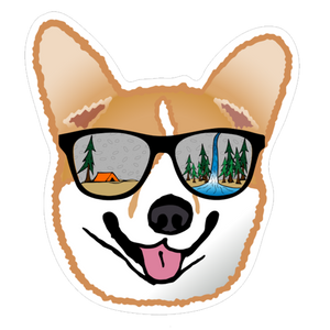 Camping Corgi Sticker