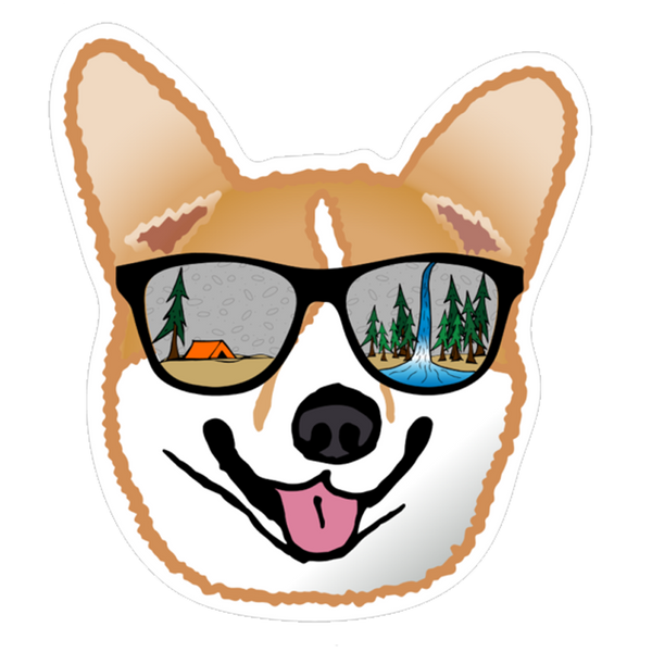 Camping Corgi Sticker