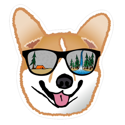 Camping Corgi Sticker