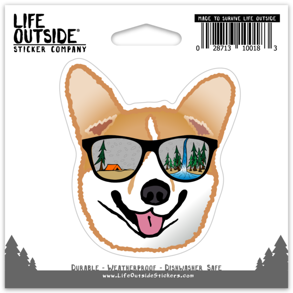 Camping Corgi Sticker