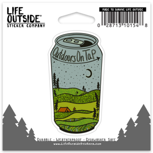 Outdoors on Tap Can Sticker