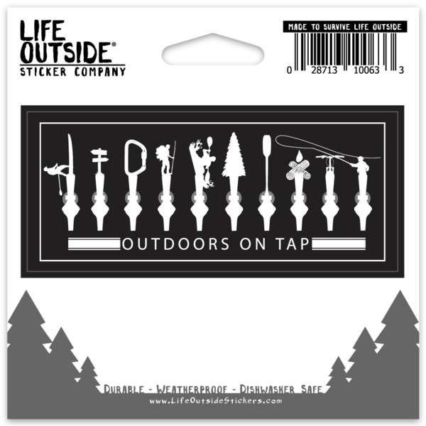 Outdoors on Tap Black & White Sticker